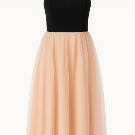 Elegant Black and Pink Midi Dress (Large)